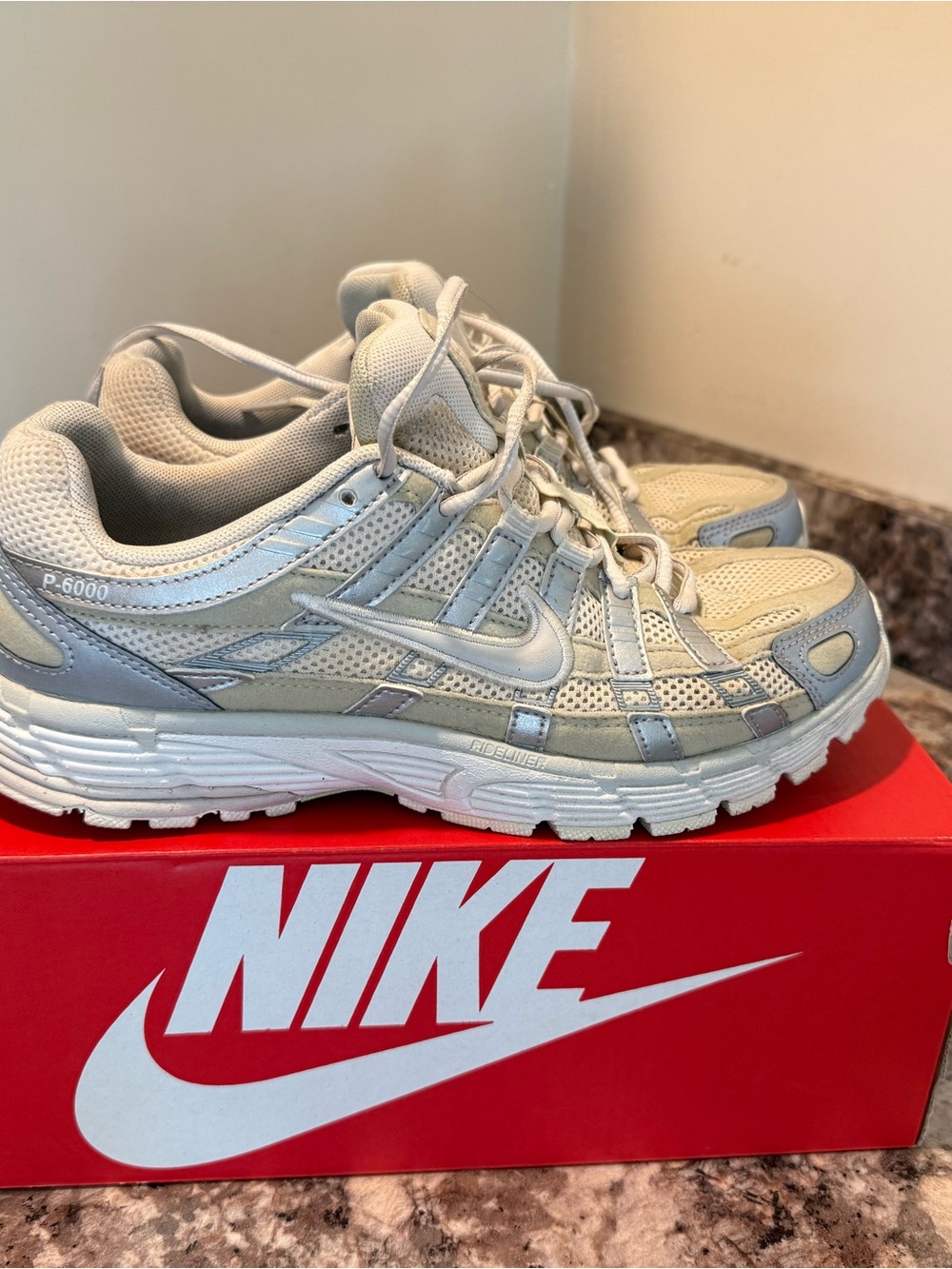 Nike P-6000 Sneakers in Beige and Light Gray